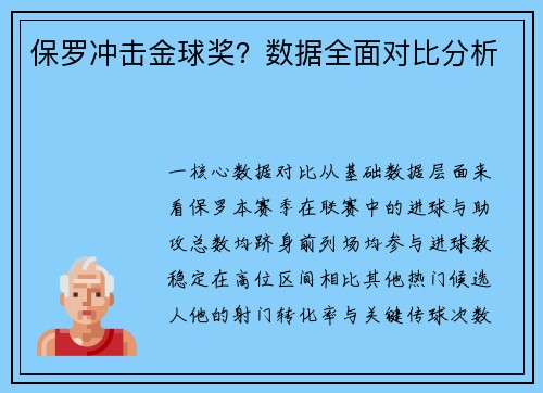 保罗冲击金球奖？数据全面对比分析